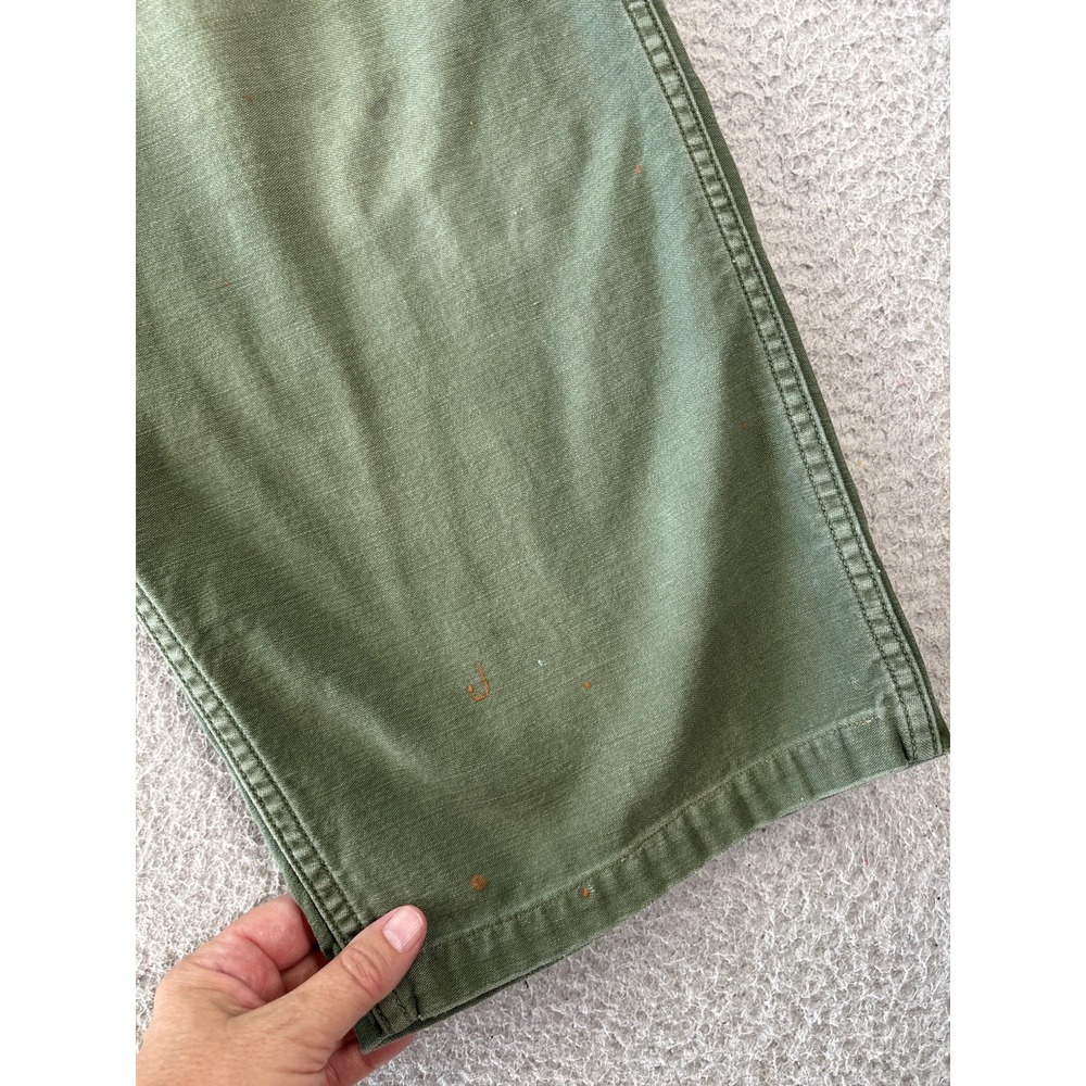 Vintage US Army OG-507 Baker Trousers Womens 34x23 Button Fly Distressed Patched - Picture 5 of 16